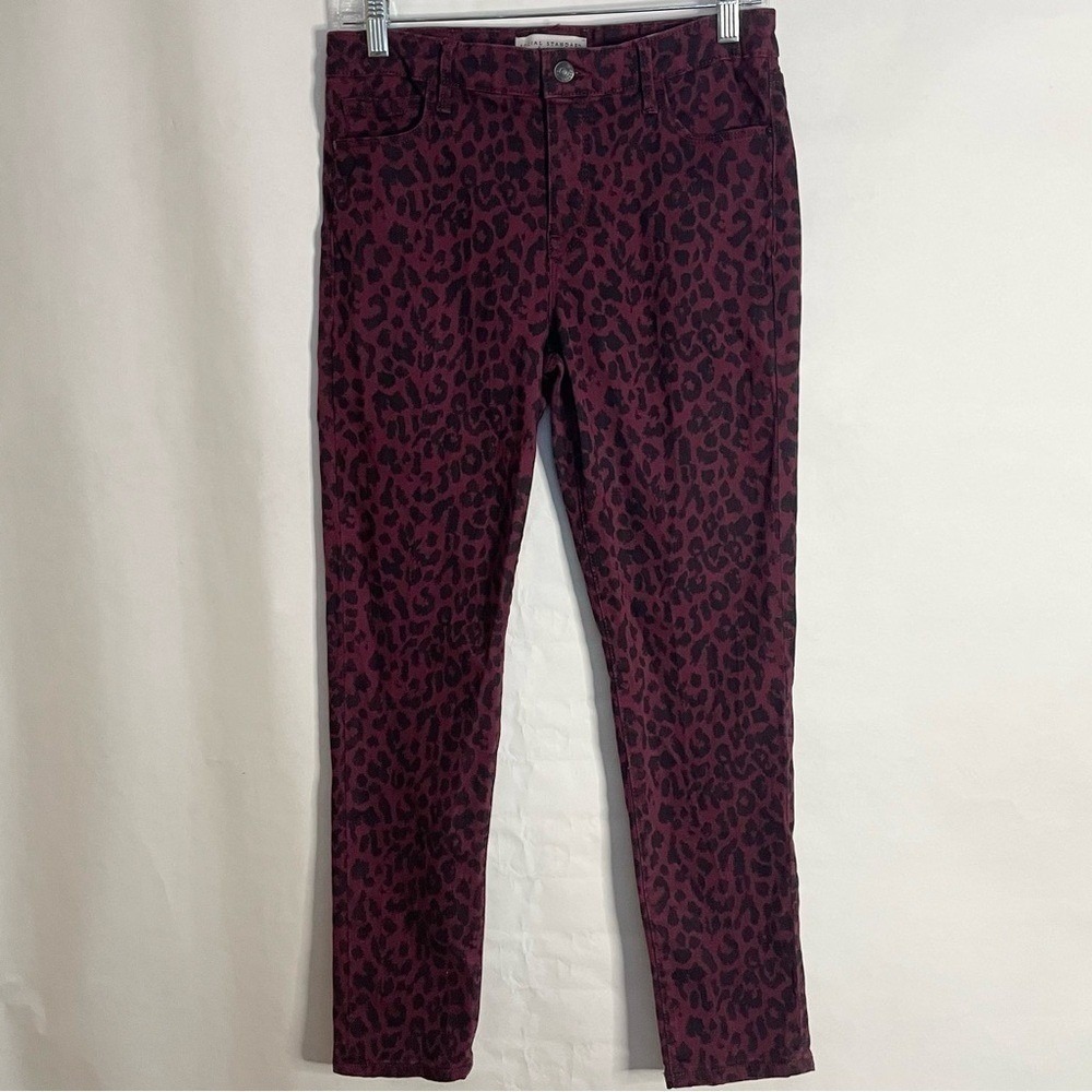 Social Standard by Sanctuary Ankle Skinny Jeans Burgundy Leopard Print Size‎ 8
